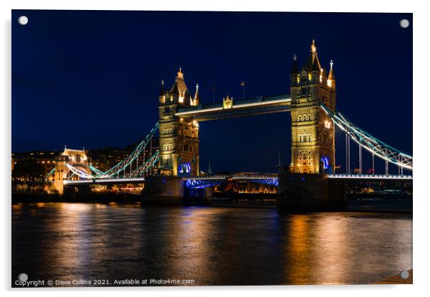 Illuminated Tower Bridge over the River Thames at Dusk Acrylic by Dave Collins