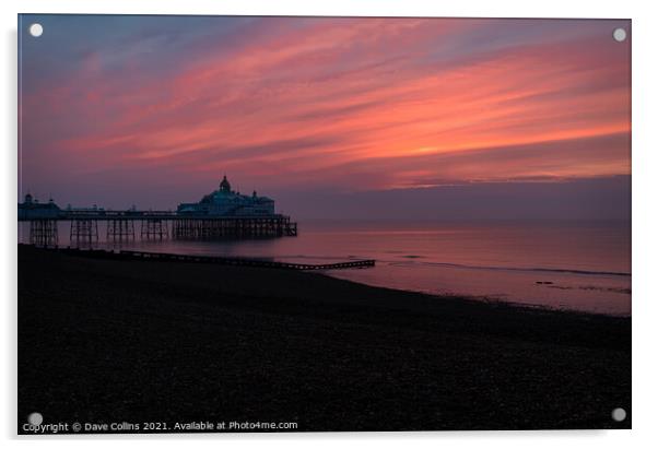 Sunrise at Eastbourne Pier, Sussex, England Acrylic by Dave Collins