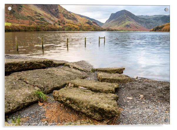 Stones n the Edge of Lake Buttermere in the Lake District in Cumbria, England Acrylic by Dave Collins