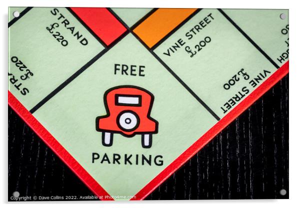 The Free Parking square on a UK Monopoly Board  Acrylic by Dave Collins