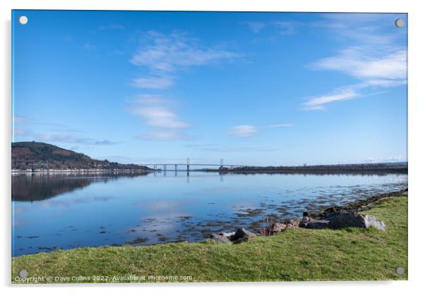 Outdoor Kessock Bridge reflected in the Beauly Firth, Inverness, Scotland Acrylic by Dave Collins