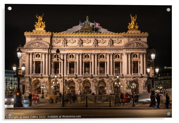 The Palais Garnier also known as Opera Garnier in the Place de l'Opera, Paris, France Acrylic by Dave Collins
