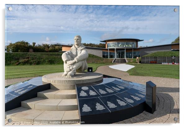 The central statue at the RAF Battle of Britain Memorial with the visitor centre in the background, Capel-le-Ferne, England Acrylic by Dave Collins