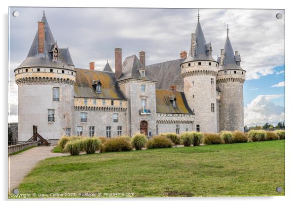 The main entrance of the Château de Sully-sur-Loire, France Acrylic by Dave Collins