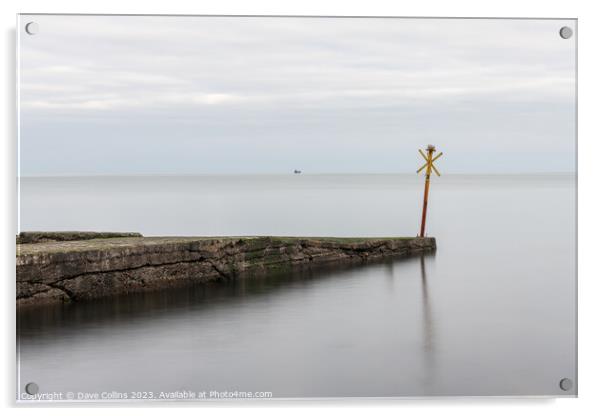 Long Exposure of a pier and peir marker in Dun Laoghaire, Ireland Acrylic by Dave Collins