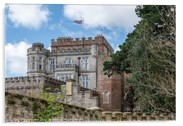 Brownsea Castle Hotel flying the union Jack, Dorset, England Acrylic by Dave Collins