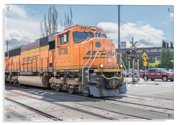 BNSF freight train passing through Seattle along Alaskan Way highway, Seattle, USA Acrylic by Dave Collins