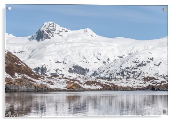 Snow covered Mountains around Prince William Sound, Alaska, USA Acrylic by Dave Collins