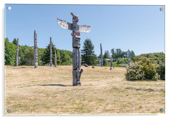 Ceremonial Totem Poles in the Namgis Burial Grounds in Alert Bay, British Columbia, Canada Acrylic by Dave Collins