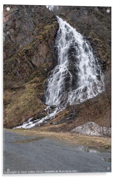 Horsetail falls waterfall  east of Valdez, Alaska, US Acrylic by Dave Collins