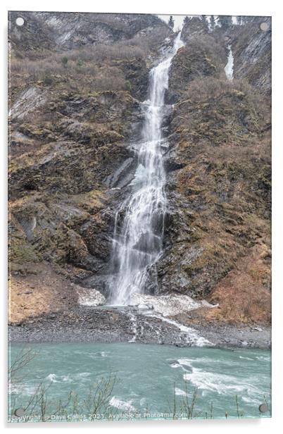 Bridal Veil waterfall on Highway 4, east of Valdez, Alaska, USA Acrylic by Dave Collins