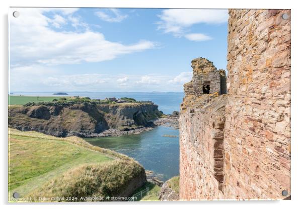 The North West wall of Tantallon Castle with Gin Head on the East Lothian coast line beyond, North Berwick, East Lothian, Scotland Acrylic by Dave Collins