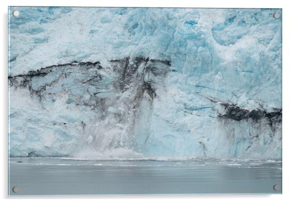 Ice falling from the front of a Tidewater Glacier, Alaska, USA Acrylic by Dave Collins