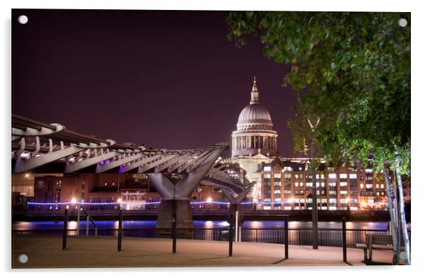 Millennium Bridge & St Paul's Cathedral Acrylic by Dave Collins