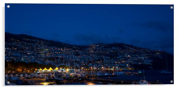 Evening Lights of Funchal Acrylic by Dave Collins