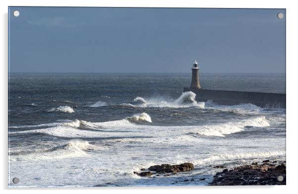 Stormy Weather, Whitley Bay, England Acrylic by Dave Collins