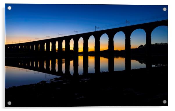 Berwick Viaduct at Dusk Acrylic by Dave Collins