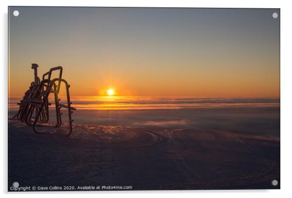 Arctic Sun over mist and Ski Rack, Yllas, Finland Acrylic by Dave Collins