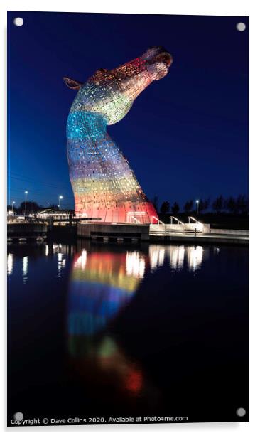 Colours of the Kelpies, Falkirk, Scotland Acrylic by Dave Collins