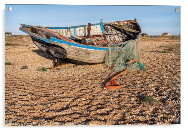 Old Fishing Boat, Dungeness Beach, Kent, England Acrylic by Dave Collins
