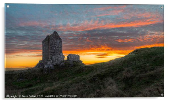 Smailholm Tower at dawn, Scottish Borders, UK Acrylic by Dave Collins