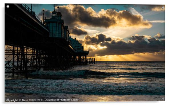 Sunrise and sunrays over Eastbourne Pier Acrylic by Dave Collins