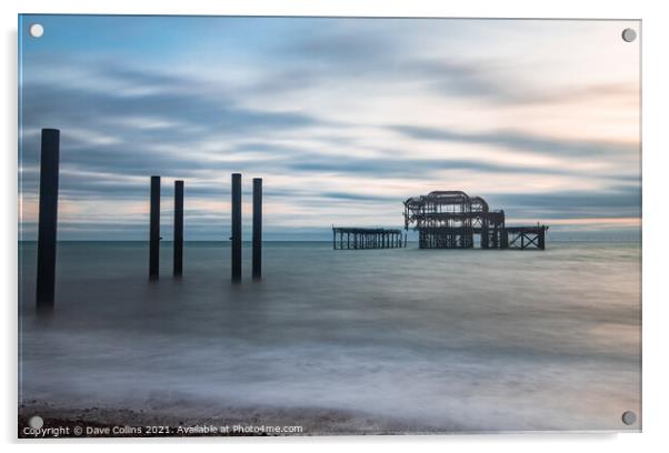 Derelict West Pier, Brighton, England Acrylic by Dave Collins