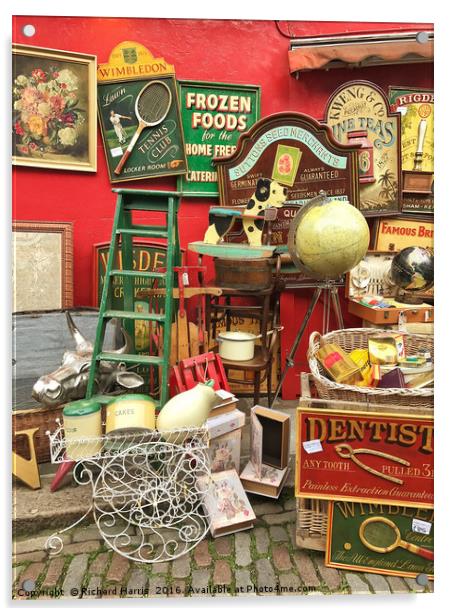 Antiques for sale, Portobello Road Market, London Acrylic by Richard Harris