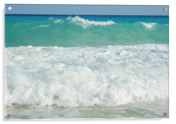 Waves, Cancun, Carribean sea, Mexico Acrylic by Larisa Siverina