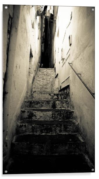 Narrow stairs, town Atrani, Italy Acrylic by Larisa Siverina