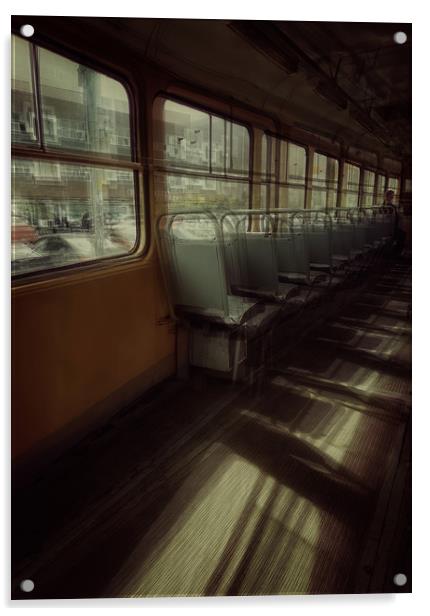 Old tram vagon Acrylic by Larisa Siverina