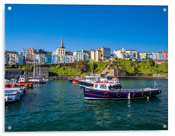 Tenby Harbour, Pembrokeshire, Wales. Acrylic by Colin Allen