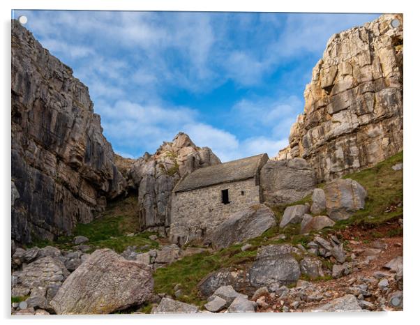 St Govans Chapel. Pembrokeshire, Wales. Acrylic by Colin Allen