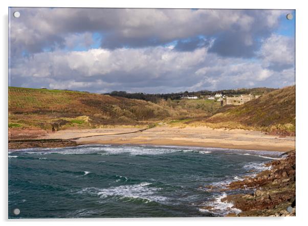 Manorbier Beach, Pembrokeshire. Acrylic by Colin Allen