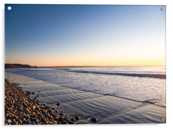 Newgale Beach Sunset. Acrylic by Colin Allen