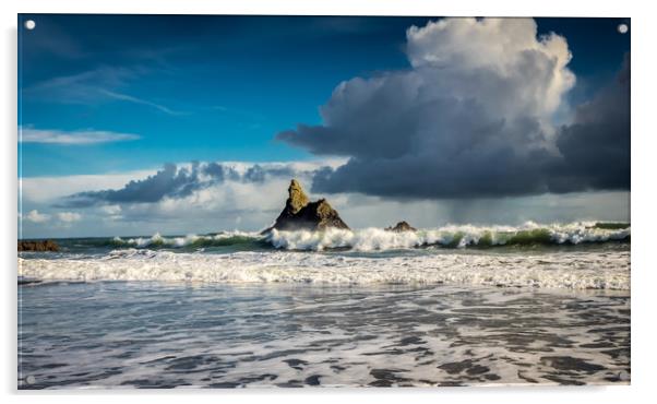 Church Rock, Broadhaven, Pembrokeshire Acrylic by Colin Allen