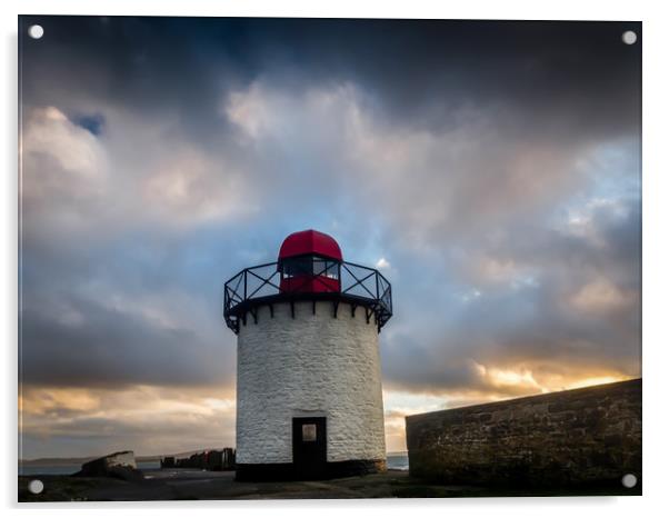 The Lighthouse at Burry Port, Carmarthenshire. Acrylic by Colin Allen