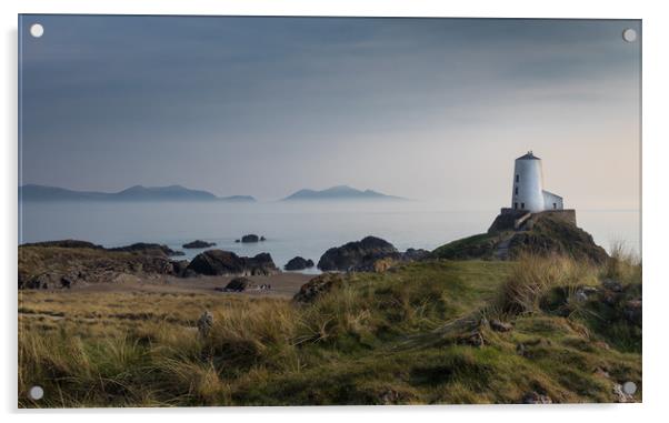 Enchanting Llanddwyn Tower in the Mist Acrylic by Colin Allen