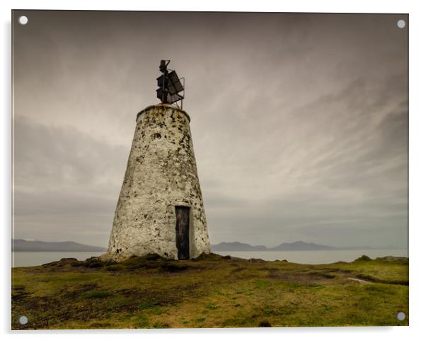 The Old Beacon, Llanddwyn Island, Anglesey. Acrylic by Colin Allen