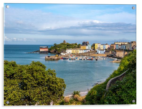 Tenby Harbour, Pembrokeshire, Wales. Acrylic by Colin Allen