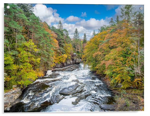 Invermoriston Falls, Highlands, Scotland. Acrylic by Colin Allen