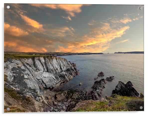 Whitesands, Pembrokeshire - Coastal  Sunset.  Acrylic by Colin Allen