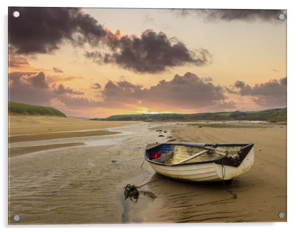 Majestic Sunset at Aberffraw Beach Acrylic by Colin Allen