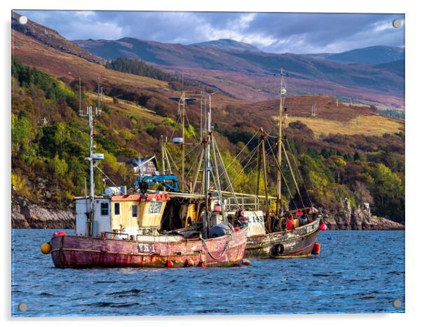 Fishing Boats at Ullapool, Scotland. Acrylic by Colin Allen