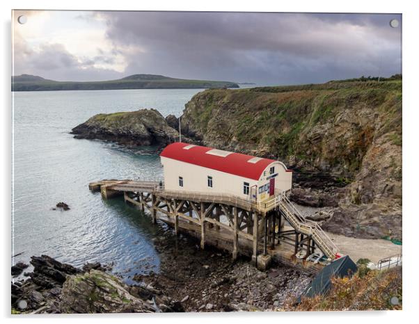 St Justinian's Lifeboat Station(Old) Pembrokeshire Acrylic by Colin Allen