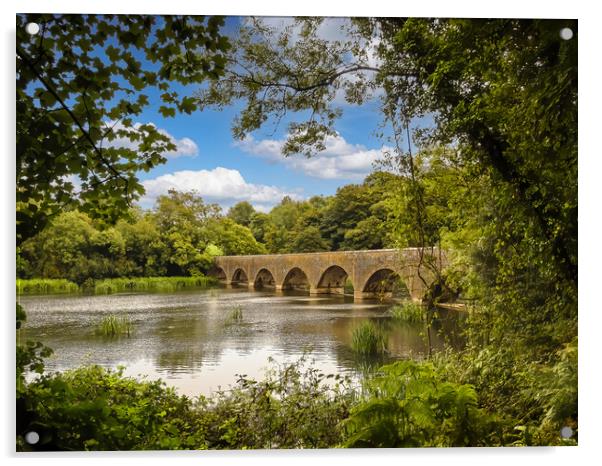 The Eight Arch Bridge at Bosherston. Acrylic by Colin Allen