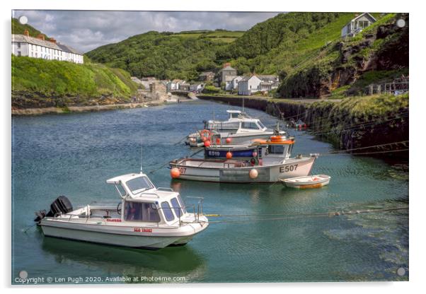 Boscastle harbour Cornwall Acrylic by Len Pugh