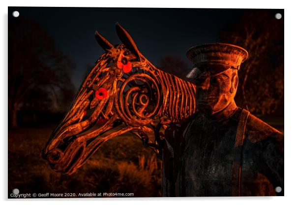 Warhorse War Memorial Sculpture Pershore Acrylic by Geoff Moore