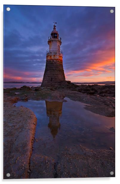 Plover Scar Lighthouse Acrylic by Simon Booth