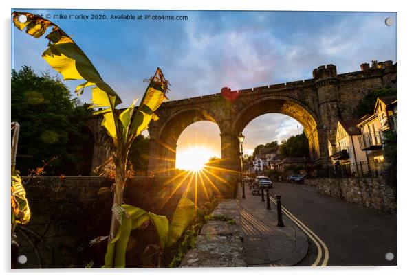 Sunset at Knaresborough Viaduct Acrylic by mike morley